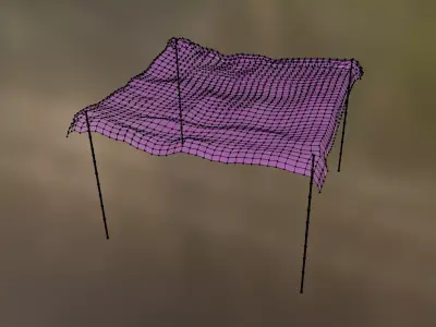 Military Camo Net Tent Low-poly 3D model