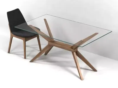 Magna Glass Dining Table by inmod  sohoconcept eiffel wood chair 3D model