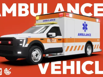 Ambulance Vehicle Low-poly 3D model