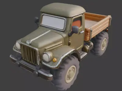 Stylized Chibi WWII Military Truck Low-poly 3D model