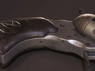 Colt Revolver PBR Game-Ready Low-poly 3D model