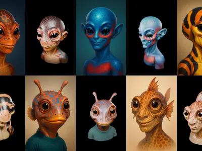 Head Fish bundle 4 pack 100 glb 3D model