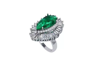 Pear Art Deco Ring 3D print model 12