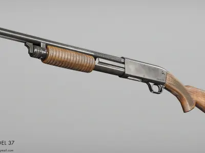 Ithaca Model 37 Low-poly 3D model