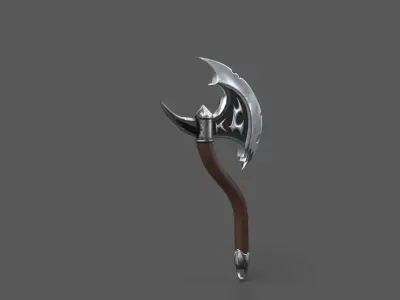 Fantazy Fight Axe Melee Weapon Low-poly 3D model