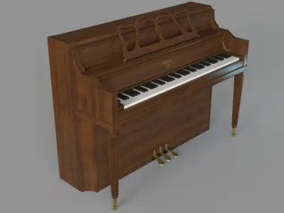 Hardman Vintage Traditional Walnut Console Piano 3D model