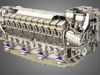 V20 8000 Engine - Marine Diesel Engine  3D model
