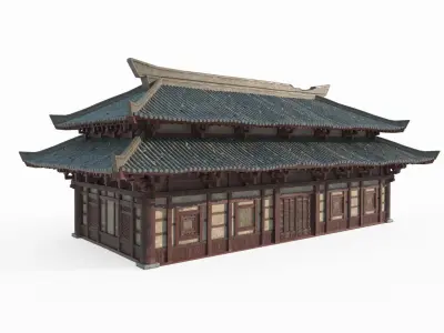 Asian Ancient Architecture Barracks 3D model
