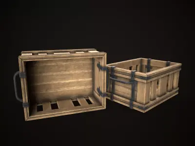Game Ready Wooden Crate Low-poly 3D model purchase