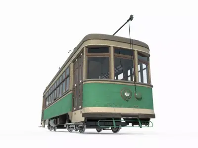 Old style vehicles public transportation trams 3D model
