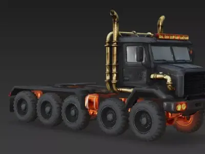Leviathan-T Heavy Tactical Truck Low Poly 3D Model Low-poly 3D model