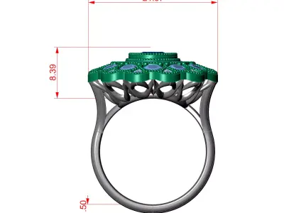 Antique Flower Ring 3D print model