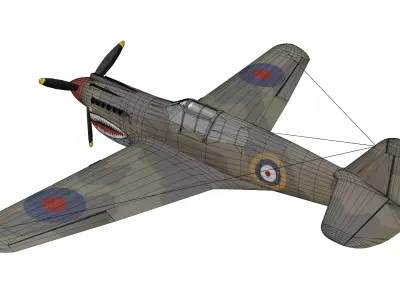 Curtiss P-40 Warhawk Low-poly 3D model buy