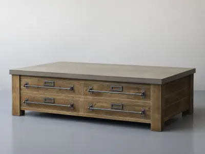 ZINC-TOP MERCANTILE COFFEE TABLE 55in 3D model