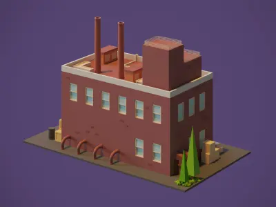 Industrial Building Low-poly 3D model get