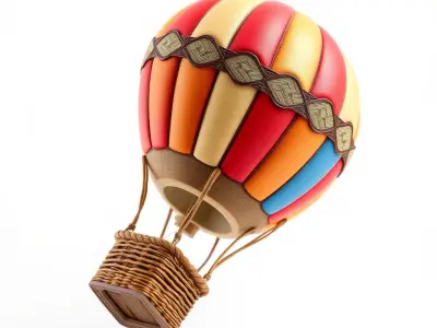 Colorful Hot Air Balloon Model Pack Low-poly 3D model