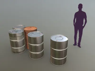 Cargo Iron Barrels 200L Steel Low-poly 3D model