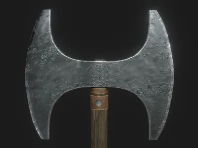 Medieval double axe Low-poly 3D model