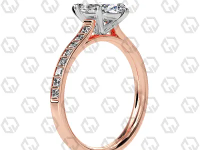 Ring 75 Marquise Shape and princess on shanks with Gems 3D print model