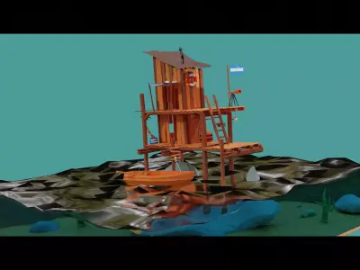 sea shack Free low-poly 3D model