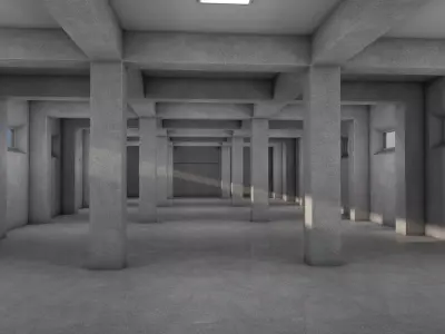 Empty Warehouse Low-poly 3D model