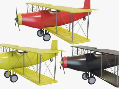 Simple Small Airplane many PBR Option Colors Low-poly 3D model