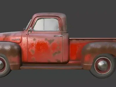Vintage Rusty Pickup Truck 3D Model 3D model 11
