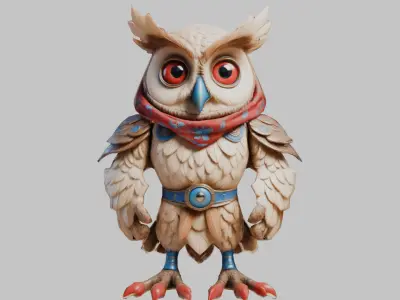 Cartoon Owl Model Low-poly 3D model