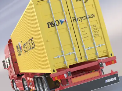 Euro Truck With Containers 3D model