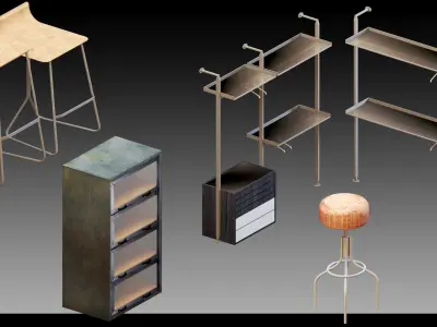 60 Interior Objects- Vol 04- High detail 3d models 3D model