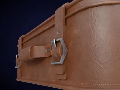 Classic Leather Suitcase Low-poly 3D model