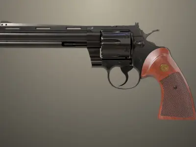 7 Black Revolvers Collection All PBR Unity UE Textures Included 3D Model Pack