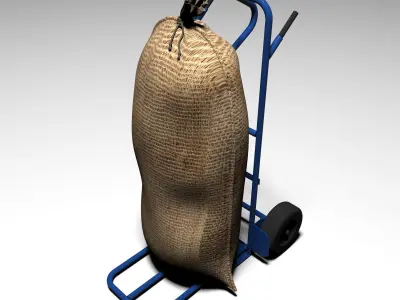 Handtruck with sack 3D model