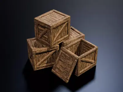 Stylized Wooden Crates Low-poly 3D model