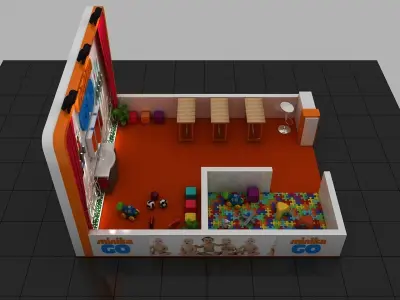 Exhibition Baby Fair Stand 6X5 3D model