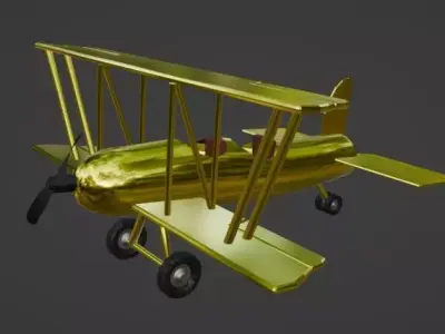 Golden Plane Low-poly 3D model