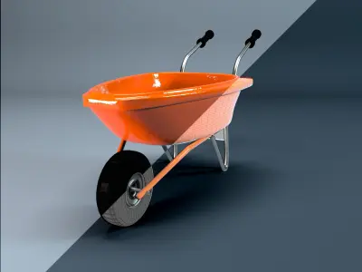 Wheelbarrow orange - orange Free low-poly 3D model