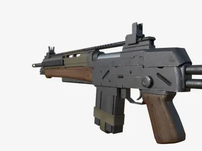 Assault Rifle Low-poly 3D model 4