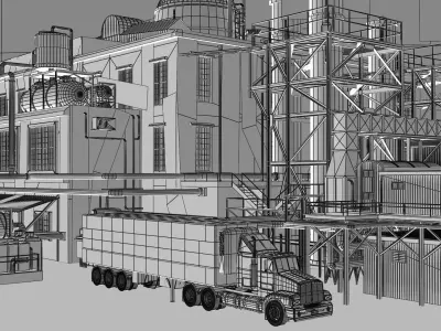 3D Refinery Low-poly 3D model