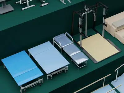 Rehabilitation Center Therapy Equipment Pack PBR Game Ready Low-poly 3D model