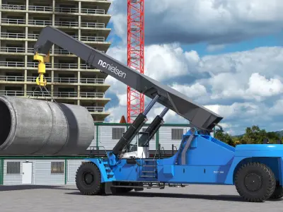 Mobile Reachstacker Nielsen NCN 180TH Lifting Concrete Pipe 3D model