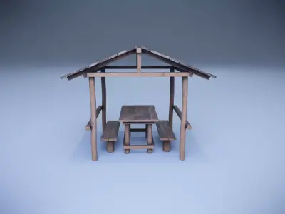 wooden gazebo Low-poly 3D model