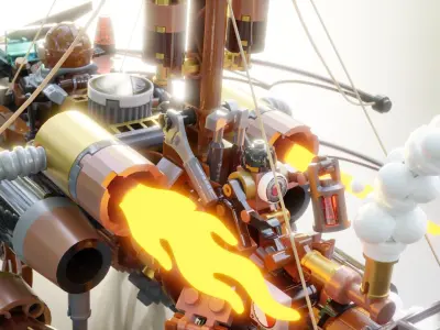Steampunk Lego Airplane with robohelper 3D model