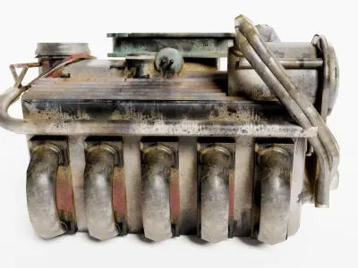 vintage carD v12 engine vehicle part da1 Low-poly 3D model