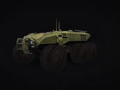 Technical Vehicle Green Source Files Attached 8K Textures Low-poly 3D model