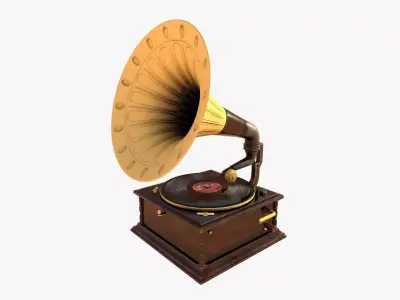 Victorian Phonograph Antique Gramophone 3D Model Low-poly 3D model