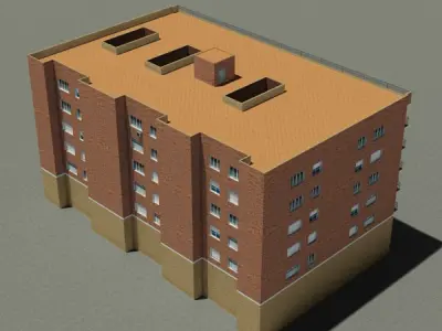 Building apartment in city Low-poly 3D model