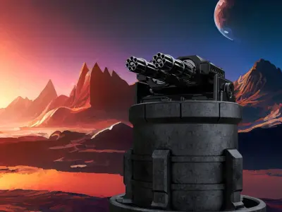 Gatling Turret Tabletop Mini 3D print model