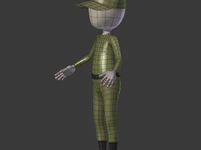 Cartoon Soldier - Stickman Low-poly 3D model