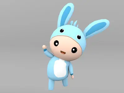 Chibi Rabbit Animated For Games Free low-poly 3D model